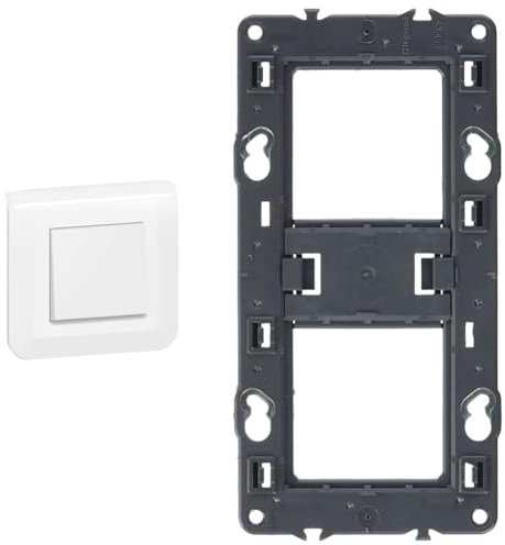 Legrand - Interrupteur ou va-et-vient Mosaic 10A blanc complet avec plaque et fixation à vis & Support à vis pour 2 postes ou 4 à 5 modules pour Mosaic, Céliane ou Soliroc