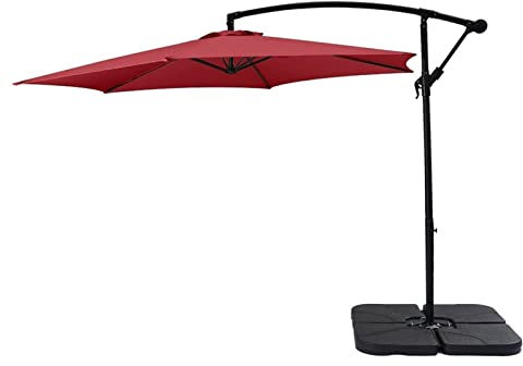 Terrassenschirm, rund, 3 m, wasserdicht, faltbar, für Garten und Strand, Sonnenschirme, Schattenspender für draußen, Möbel, Außenschirm (rot)