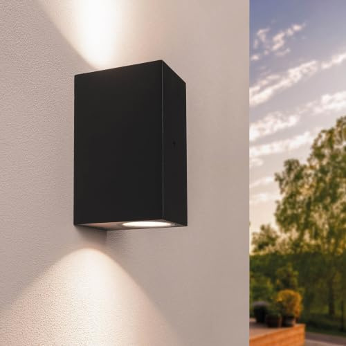 Ledvion LED Wandlampe Mit Sensor Warmweiß 3W IP54 Schwarz Dimmbar | Für Einfahrt Gartenweg Terrasse oder Fassade geeignet und klar auf den Außeneinsatz ausgerichtet