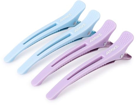 AIMIKE 4 Haarklammern, Haarclips zum Stylen und Schneiden, Abteilklammern Friseur Hair Clips Damen, No Trace Klammern Haare mit Silikonband, Haarklammern Friseurbedarf für Dickes&Dünnes Haar, Macaron