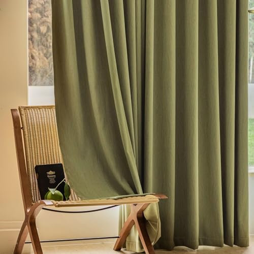 Gualiy Ösenvorhang Verdunkelung 2er Set, Gardinen Blickdicht Wohnzimmer Einfarbig Vorhänge B 137 x H 183 cm Gardine Vorhang Wohnzimmer, Grün