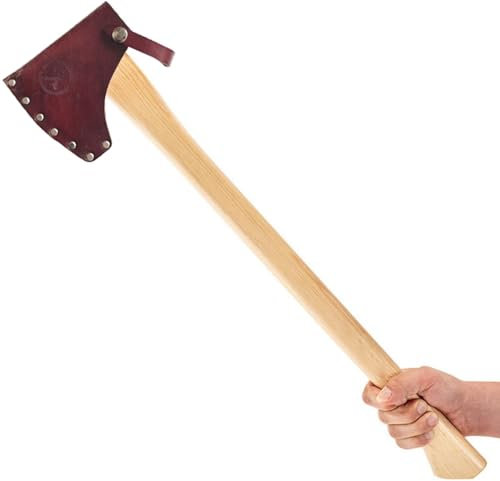 Robust Leather Axe Headgear for Outdoor Work with Belt Loops, Axe Guard Qmz834 (Red, 13 x 14 cm)