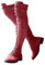 Stivali alti da donna sopra il ginocchio con tacco basso, stivali alti stretti con lacci,Stivaletti da equitazione con tacco basso grosso, Rosso, 40 EU