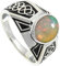 SILVERNROCK Opal-Ring aus massivem 925er-Sterlingsilber, Stein-Bandring, handgefertigt, für Herren und Damen, Schmuck ERG1170BE_72 (22.9)