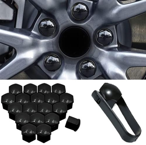 YJTYC 20 Stück Radschraubenkappen für Opel Astra H 2004-2010, Radschrauben Radmuttern Radbolzen Kappen Schraubenfelgen Außenschutz Zubehör,Black-19mm