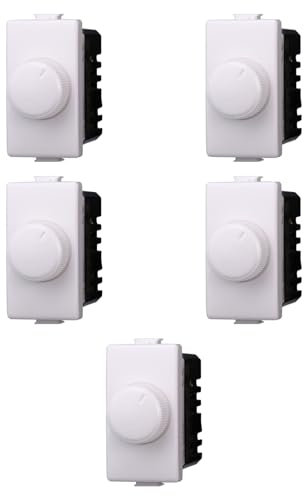 5 MODULI DIMMER, BIANCO, COMPATIBILE CON BTICINO LIVING, REGOLAZIONE 100W - 1000W, MODULI E FRUTTI 100% COMPATIBILI, MATERIALI DI ALTA QUALITA'