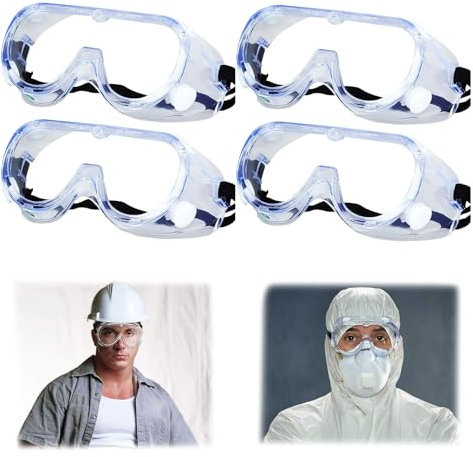 DtgEcd 4PCS Protective Goggles,eye Protection Glasses,safety Goggles,Anti Dust Splash Proof Protective Wraparound Eyewear,Suitable for Furniture Painting, Garden Cleaning, Welding.