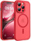 TOCOL Funda para iPhone 13 Pro MAX, Funda Magnética para iPhone 13 Pro MAX 6,7 Pulgadas [Protección Lente Cámara] [Protección Militar] Translúcida Mate Trasera, Rojo