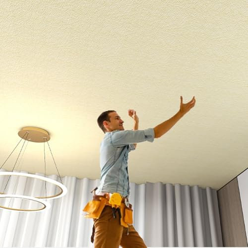 Dalle de plafond Papier Peint Autocollant Pour Plafond, Longueur 5, 10, 20, 30 Ou 50 M, Dalles De Plafond Suspendues En PVC Imperméables, Panneaux De Lambris 3D Faciles À Découper(L 50M)