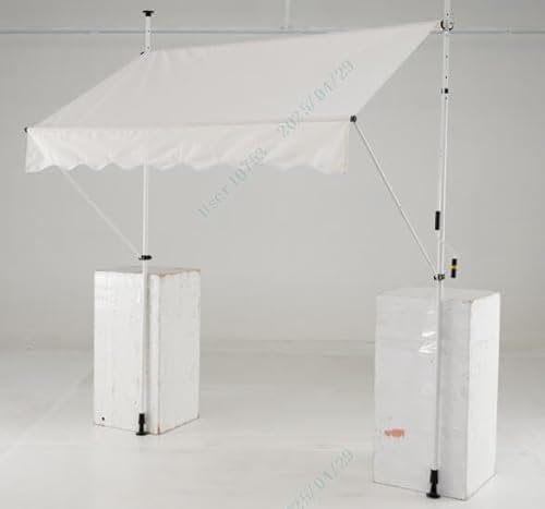 COSTWAY Store Banne Manuel Rétractable de 3 x 1,2M avec Manivelle Hauteur Réglable 210-300CM, Auvent de Terrasse en Aluminium Tissu Oxford Imperméable Anti UV, pour Blacon et Porte (Blanc)