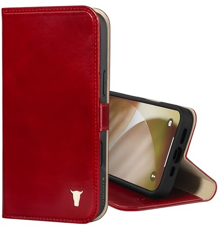 TORRO Leather Case Compatible with iPhone 17 6.3 2025 - Premium Leather Wallet Flip Case with Kickstand and Card Slots (Compatible with Official MagSafe Chargers) - Red
