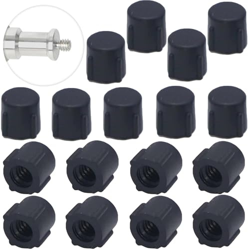 ThtRht 20 Pack Photography Light Stand Top Screw Caps Replacement 1/4''-20 Threaded Phone Tripod End Caps Tips Protective Cover for Monopod Selfie Stick Portable Camera Mount Tripod Stand Mini Tripod