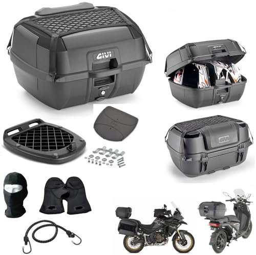 KOMPATIBEL MIT 1800 FLTRXSE CVO ROAD GLIDE CUSTOM KOFFER B45B + KOFFER MONOLOCK 45LT ALL SCHWARZ KOFFER MIT ELASTISCHEM NETZ + RÜCKENLEGE + MATTE + PLATTE + MONTAGESATZ