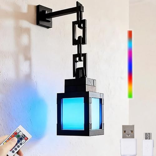 Neioaas Pixelierte Laternen-Nachtlampe - Hängelampe mit 16 Farbwechsel, wiederaufladbare LED-Wand- und Tischdekoration für Jungen, Mädchen und Erwachsene, Spielzimmer- und Schlafzimmerdekoration