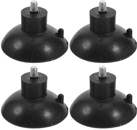 Hoement Lot de 4 Pieds en Caoutchouc Noir M6 Réglables Ventouses, Patins Anti-Vibrations et Amortisseurs pour Meubles, Machines et Électroménagers, Dimensions 52x32x10 Mm, Support Stable
