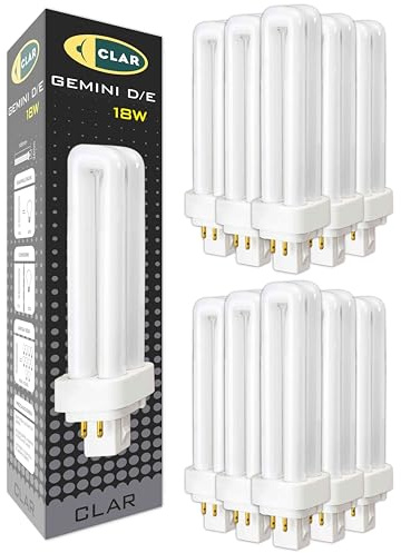 CLAR Ampoule Fluorescente Gemini D/E 26W 3000K G24q-3 Lumière Blanche Chaud CFL Professionnelle Tube Compact Haut Flux 4 Broches Remplacement Éclairage Technique Cuisine Bureau Atelier Précis