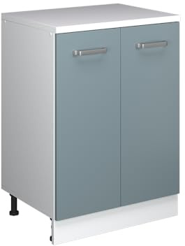 Vicco Erweiterungsschrank Rion, Blau-Grau/Weiß, 60 x 46 cm | ohne Schräge mit 2 Türen, kombinierbar mit Rion Dachschrägenschränken und Schrankmodulen
