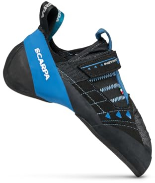 Scarpa Instinct VSR Rock Climbing Shoes for Sport Climbing and Bouldering, Black/Azure, 11-11.5 Women/10-10.5 Men