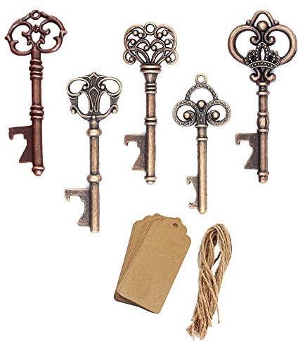 Amajoy Lot de 50 ouvre-clés en forme de squelette vintage en cuivre vieilli pour mariage, fête d'anniversaire