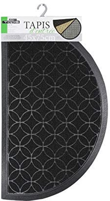 douceur d'intérieur, Tapis Demi-Lune (45 x 75 cm) Emilio Noir, Relief Caoutchouc