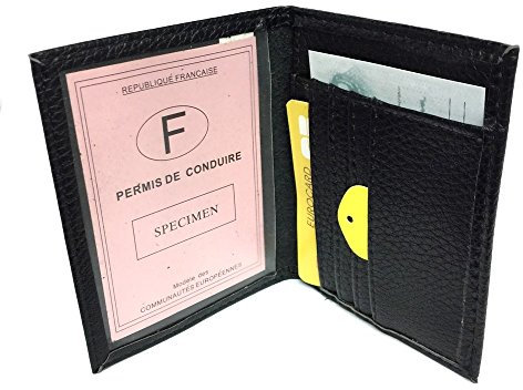 LOLUNA® Porte Carte identité - Permis de Conduire - Carte bancaire - Navigo - Fidélités - Petit Format Compact, Fin et Plat, Emplacement Cousu, en Cuir dans Plusieurs Couleurs