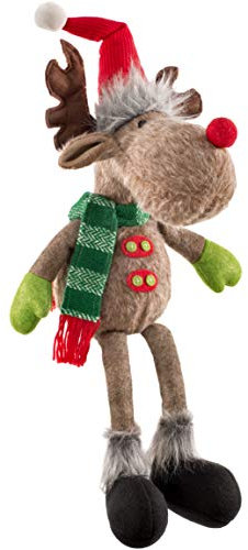 WeRChristmas Weihnachtsfigur Elch sitzend, mit weichen Beinen, Mehrfarbig, 52 cm