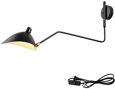 ANKBOY Wall Light with Switch Indoor Wall Spotlights Industrial Vintage Wall Lamp with Plug Swing Long Arm Rotating E27 360°Adjustable Head Flexible Black Aluminium Lamp Shades in Lighting,65 * 40cm