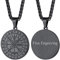 FaithHeart schwarz Viking Schmuck personalisierter Kompass Anhänger Wikinger Schmuck herren Kette für Damen und Herren