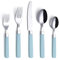 Annova Stainless Steel Cutlery Set with Color Handles - Dinner Forks, Salad Forks, Table Knives, Tablespoons, Teaspoons - Service for 4 (Turquoise)