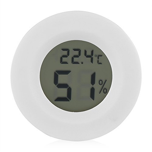 Reptilien Temperatur- und Feuchtigkeitsmonitor LCD Runde Weiß Kunststoff Digital Thermometer Hygrometer für kleine Haustier Eidechse Spinne Schildkröte Terrarium Tank