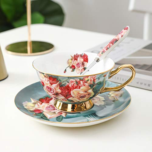 Juego de Tazas de Café,Juego Tazas de Cafe 200ml, Tazas para Cafe China de Hueso, Juego de Cafe Porcelana,Taza de Café de Porcelana para Hogar, Oficina(Paquete de Regalo)
