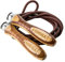 Serigala Profi Springseil aus Leder mit Holzgriffen - Lederspringseil mit Gewichten - Skipping Rope zum Abnehmen, Ausdauer, Fitness, Kraftsport, Boxen und MMA - Universal Jump Rope Braun
