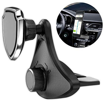 Baceyong Car Phone Holder, Adjustable Mobile Phone Mount for Car 360° Rotation Magnetic Holder for CD Slot