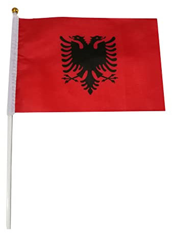 YCDtop 50 pz Fan tifo Bandiera 14 * 21 cm Albania Bandiera Bandiera dell'onda della Mano