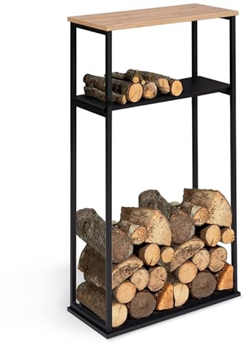 IDMarket - Range bûches Vertical Large avec étagères 33 x 66 x 112 CM pour cheminée