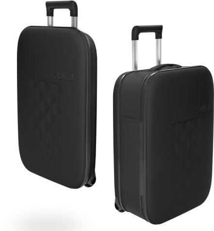 Rollink Vega II Reisekoffer, Trolley - Das Original mit innovativer Falttechnologie (Patent Pending) (Black, Cabin S - 55x40x23cm)