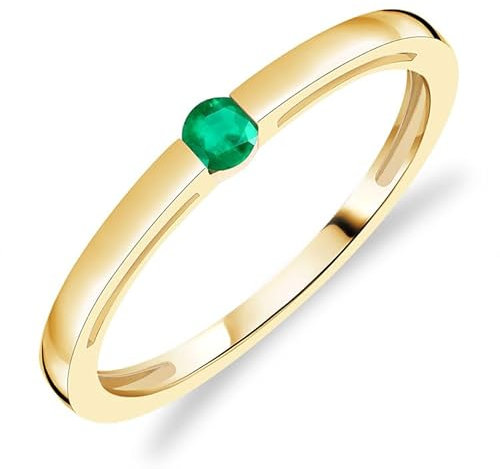 Planetys Damen-Solitärring aus Gold 375/1000 mit natürlichem Smaragd, 52 (16.6), Metall, Smaragd