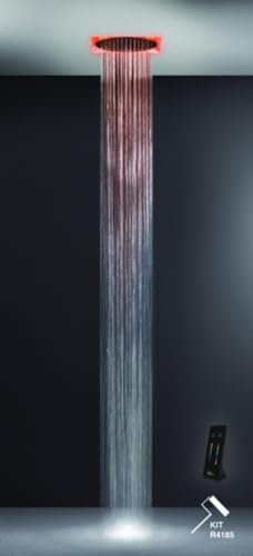 Gessi Afilo, système de douche multifonctionnel 500x500 avec jet de type pluie, surge, brume et effet de luminothérapie, 57601279