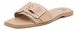 QUEEN HELENA Flache Pantoletten Damen R238 beige, 39 EU