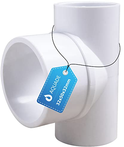 AQUADE Raccord de tuyau en plastique 32 x 50 x 32 mm en PVC 32 mm Tuyau de piscine 50 mm SxSPxS Raccord coudé en T – Accessoires tuyaux et raccords de piscine 50 mm
