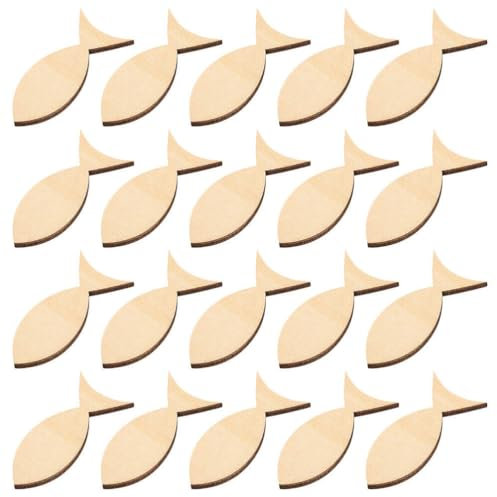 Garneck Fische aus Holz zum Bemalen: 50 Stück kleine Holzfische Deko - 4 cm Mini Holz Fische Holzstücke unvollendete Holzfische Blanko DIY Tischdeko Kommunion Taufe