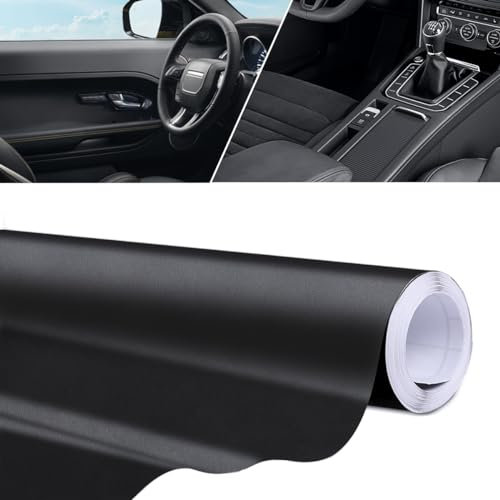 VKALTUL Pellicola in vinile nero opaco, 30 x 300 cm, pellicola nera opaca senza bolle, forte adesione, adatta per decorazione auto, moto, bicicletta, fai da te, ecc