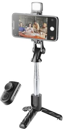 Cellularline - Sparkle - Selfie Trafie Bluetooth -Fahrten mit LED -Licht mit einstellbarer Intensität und Fernbedienung - Maximale Entfernung 10 m - Schwarz