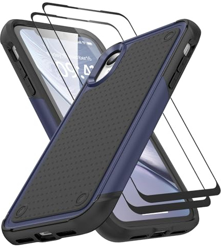 Jeylly Case Compatible with iPhone XR 6.1 inch, Blue | Shock Absorption Military Grade Protection Dual Layer Soft TPU Bumper & Hard PC Back Rugged Cover for iPhone XR