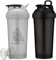 Hydra Cup ProFlow Lot de 2 bouteilles shaker de 800 ml pour boissons protéinées avec fouet mélangeur à boule, bouteille shaker avec poignée, voyage à emporter, sans BPA (noir et gris, 800 ml)