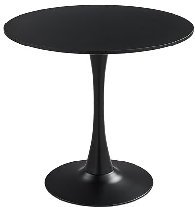 HFFAIWM Modern Runden Weißer Top-Tisch Einfach Freizeit Esstisch Nordisch Kaffetisch Milchtee Verhandeln Tisch Tulpe Balkon Kleiner Runder Und Stühle(Size:60cm,Color:Schwarz)