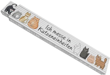Katzen Meterstab aus Holz mit Spruch Ich messe in Katzeneinheiten Cartoon Kater Spaßgeschenk für Katzenmensch Geburtstag Handwerk Heimwerkerin
