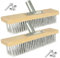 MUXHEL Set of 2 30 x 7 cm wire broom brush, wire broom with handle, steel broom weed made of stainless steel, steel wire broom with telescopic handle, road broom, moss and algae on the terrace