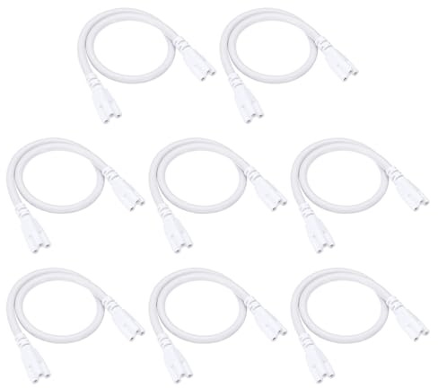 PATIKIL 0,4 m / 1,3 ft T5 T8 LED Lampen Verbindungskabel, 10er Pack LED Doppelend 3 Pin Kabelverbinder Verlängerungskabel LED Netzkabel für LED Integrierte Röhren, Weiß