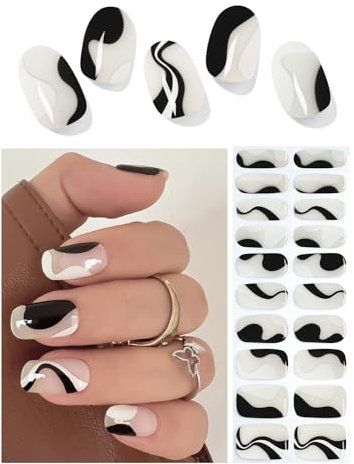 Wahrshei Nagelfolien | 20 French Lines UV Gel Nagelfolie | Nagelfolie Selbstklebend | Gel Nail Stickers, Gellack Wraps für Nagel